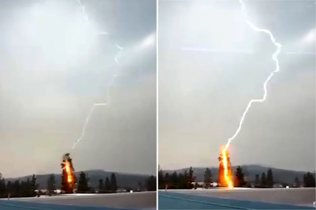 Strong storm triggers 2,000 lightning strikes that cause 35 wildfires in just a few hours in Central Oregon