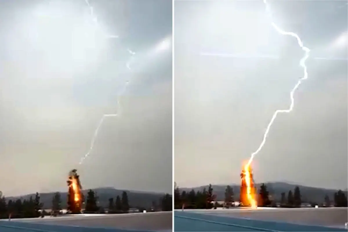 Strong storm triggers 2,000 lightning strikes that cause 35 wildfires in just a few hours in Central Oregon
