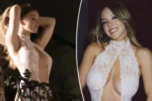 Sydney Sweeney raises the temperature in a revealing sheer bodysuit