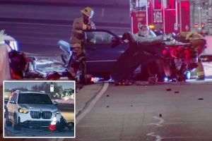 Terrible head-on collision in California results in one death and leaves vehicle in ruins on 405 Freeway