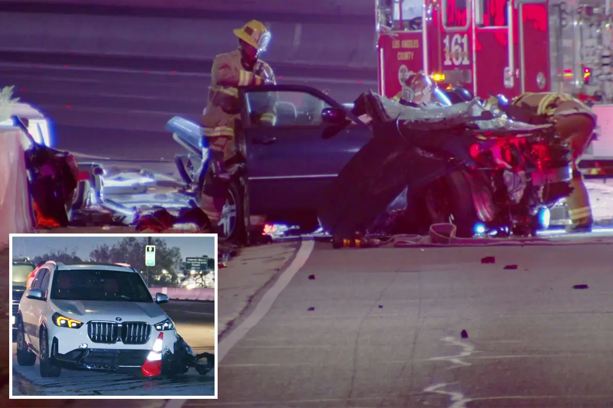 Terrible head-on collision in California results in one death and leaves vehicle in ruins on 405 Freeway