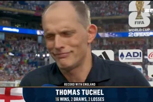 Thomas Tuchel has a tense television interview following England's World Cup victory