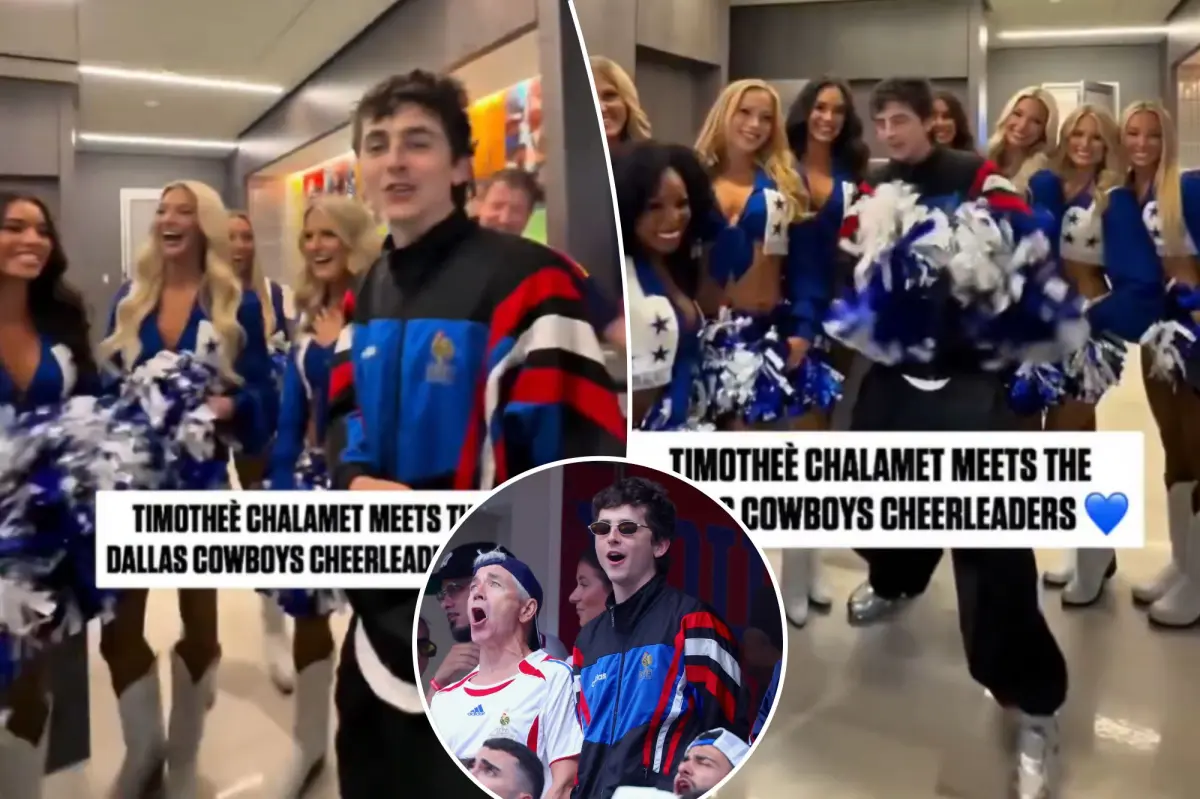 Timothée Chalamet amazed to meet Dallas Cowboys Cheerleaders at the World Cup