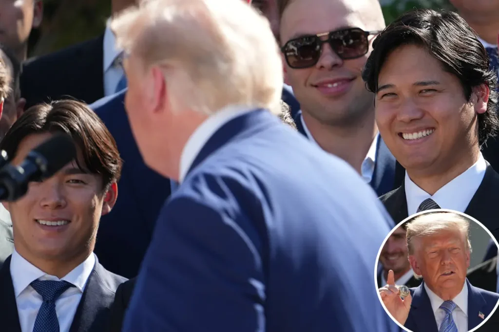 Trump brings laughter to Dodgers players during visit to the White House