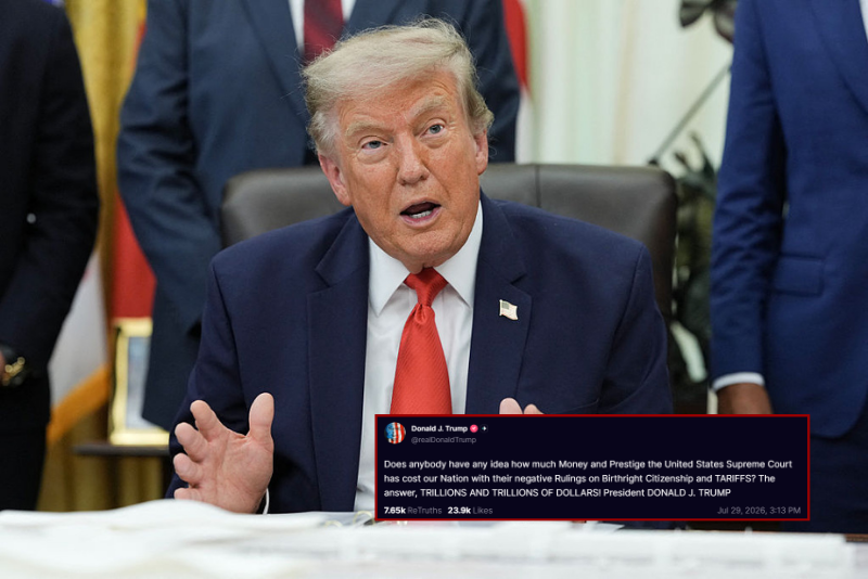 Trump: Supreme Court decisions on tariffs and birthright citizenship have cost the U.S. &lsquo;TRILLIONS AND TRILLIONS&rsquo;