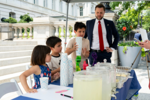 Vance family sets up lemonade stand and gives all sales to the Special Olympics.