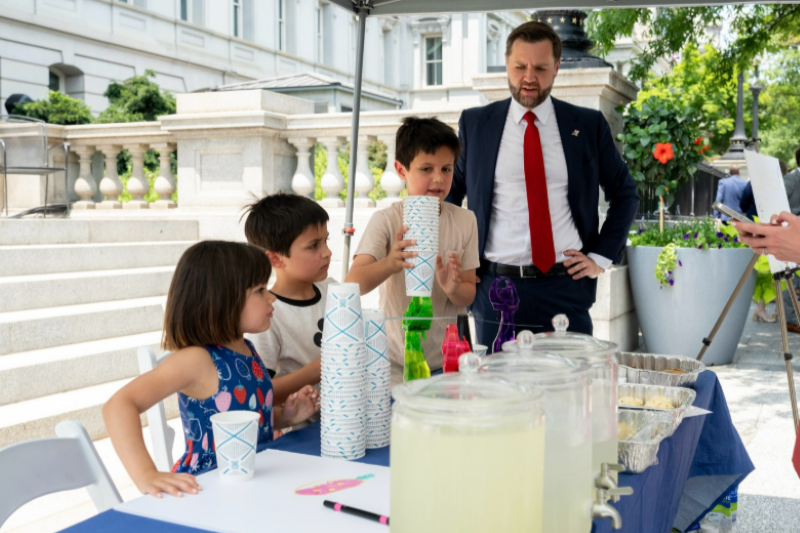 Vance family sets up lemonade stand and gives all sales to the Special Olympics.