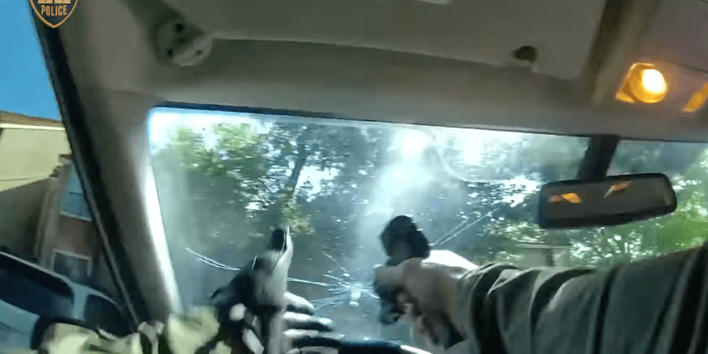 Video: Suspect fires at Texas SWAT team executing an arrest warrant; police return fire — one bullet goes through his own windshield
