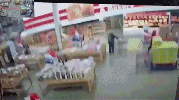 Warehouse shoppers avoid calamity as roof collapses during fierce storm