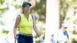 WNBA commissioner Cathy Engelbert seen making a poor golf shot after reportedly skipping an interview