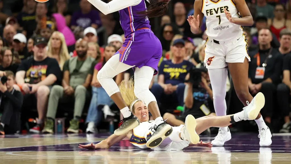 WNBA player who hit Caitlin Clark elbows another Fever player in the face, but there's a twist