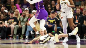 WNBA player who hit Caitlin Clark elbows another Fever player in the face, but there's a twist