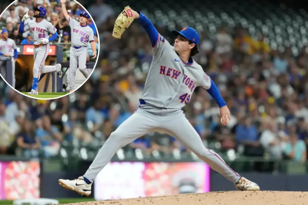 Zac Thornton's run without a score goes on as Mets defeat Brewers