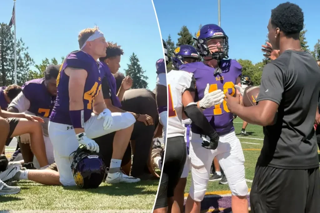 47-year-old pastor in California takes the field for junior college football team.
