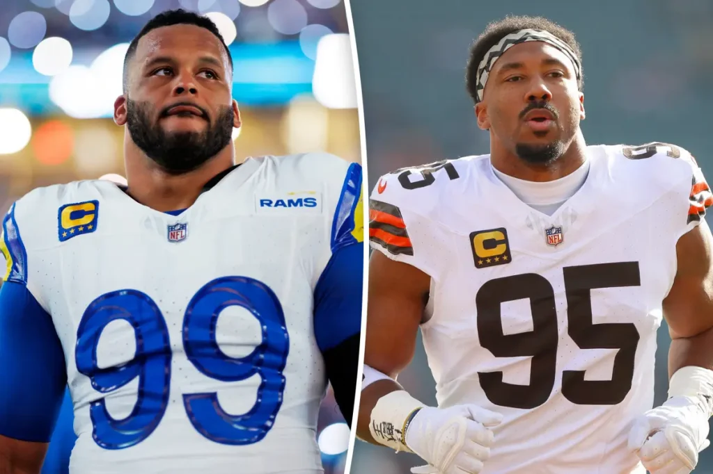 Aaron Donald comes back to the Rams, teams up with Myles Garrett for the Super Bowl journey