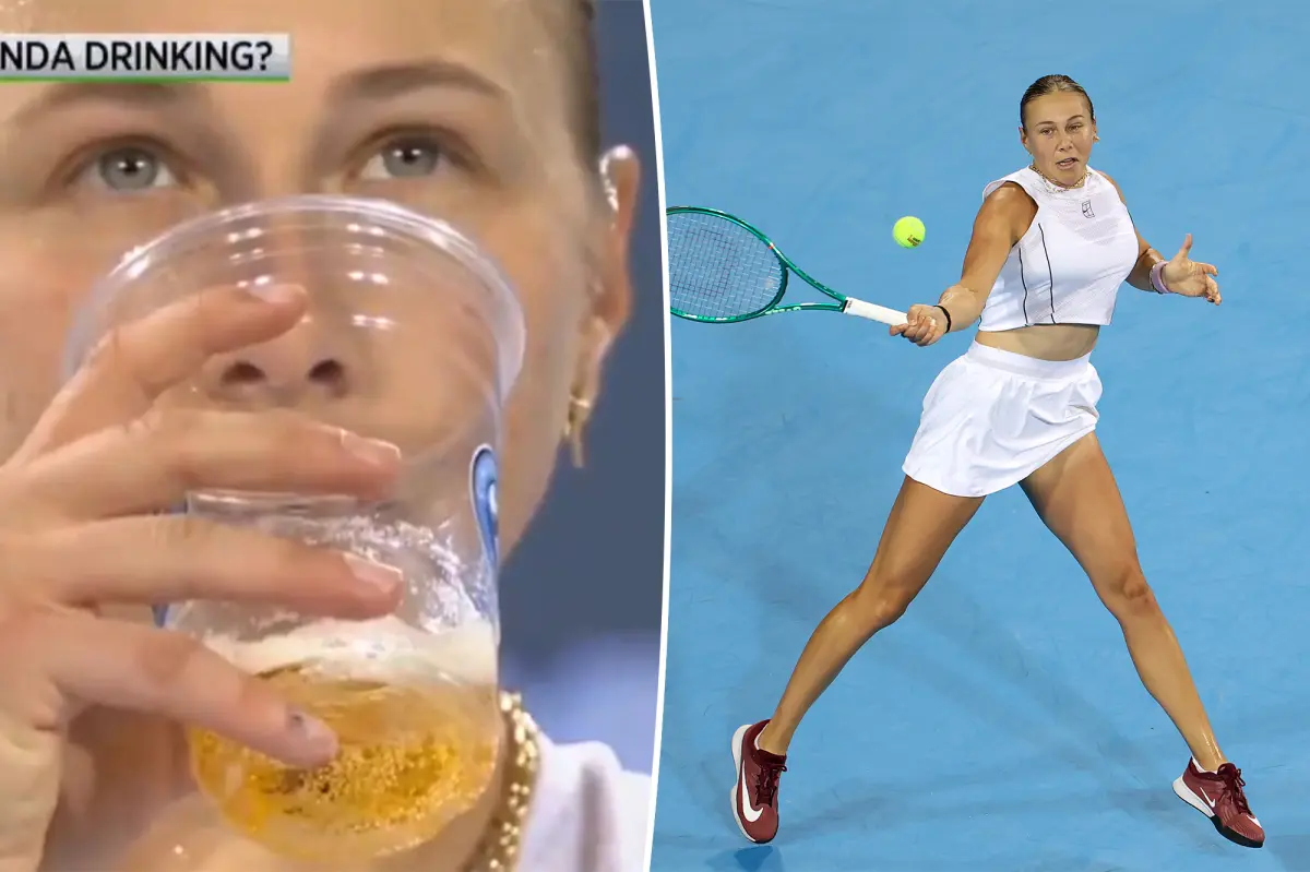 Amanda Anisimova's puzzling drink confounds tennis commentators at the Cincinnati Open
