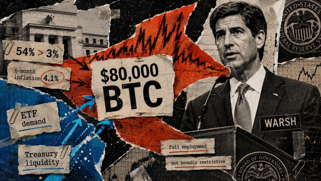 Bitcoin encounters a fresh macro challenge as Fed Chair Kevin Warsh points out persistent inflation indicators.