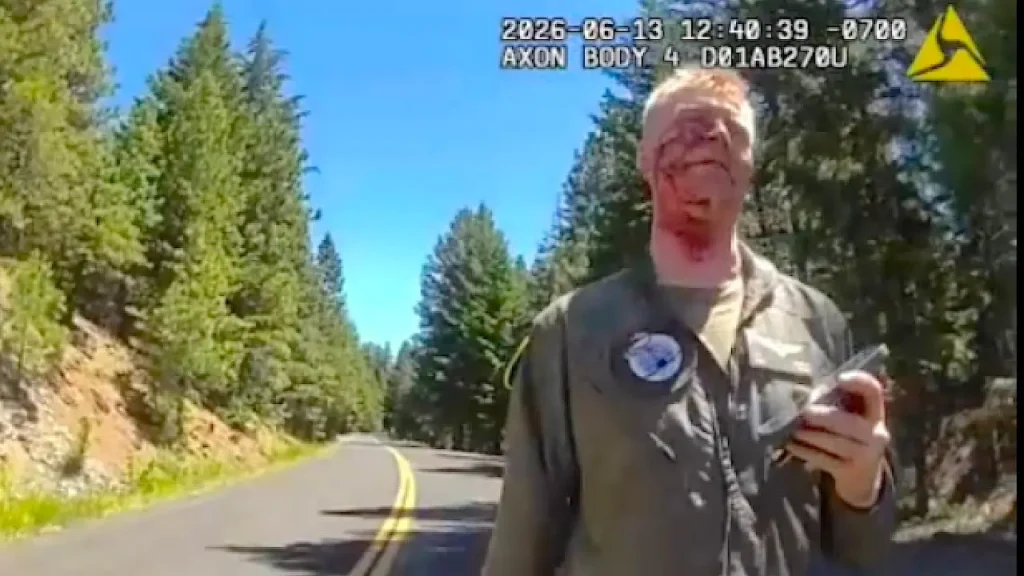 Bodycam video shows injured Marine pilot following F-18 Hornet crash