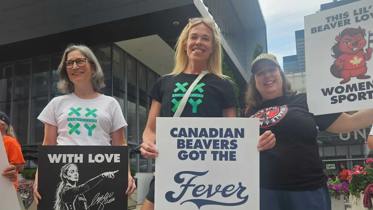Canadian powerlifting champion April Hutchinson heads the inaugural Sophie Cunningham rally outside the United States