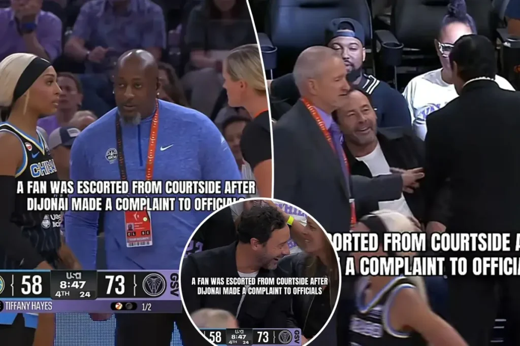 DiJonai Carrington has a WNBA fan removed but he came back after an 'unjustified' complaint.
