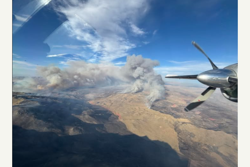 Fires from Bug and Fred join together along the California-Nevada border, resulting in a 44,000-acre blaze