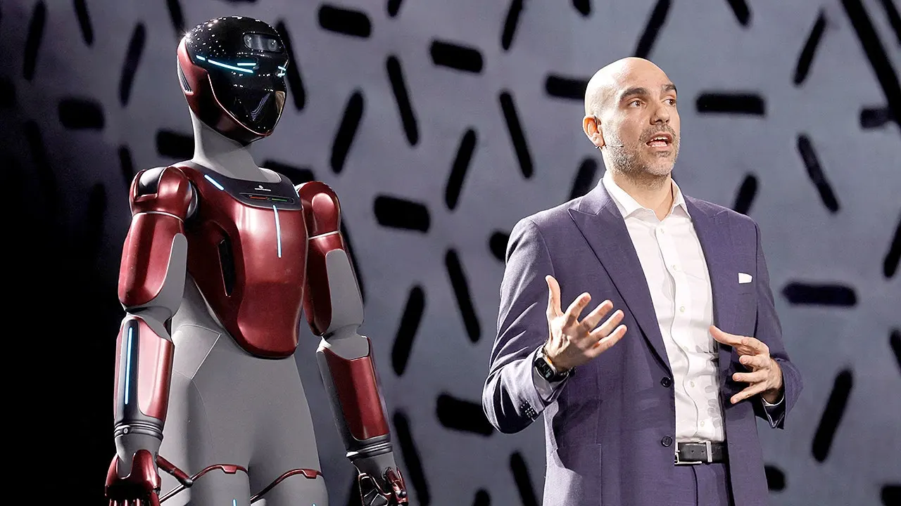 Gene.01 humanoid robot employs intelligent skin to prevent collisions with workers.