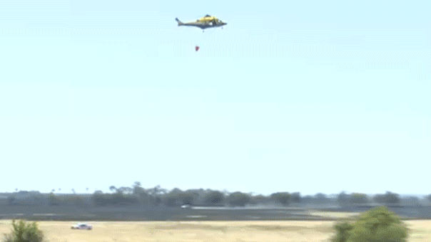 Helicopter crash close to Salado, Texas causes a vegetation fire