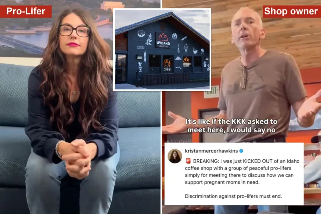 Idaho coffee shop owner stands by decision to ask pro-life group to leave amid ongoing threats.