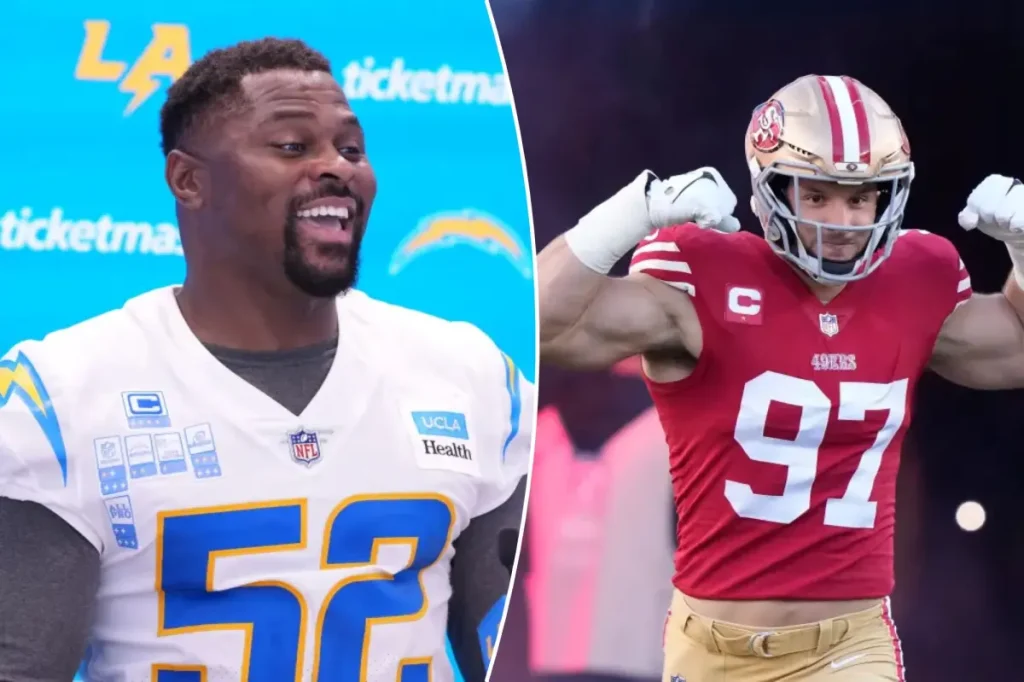 Khalil Mack from the Chargers appreciates Nick Bosa from the 49ers in rankings