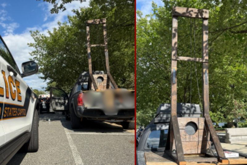 Man taken into custody close to the U.S. Capitol with a guillotine in the back of his pickup truck