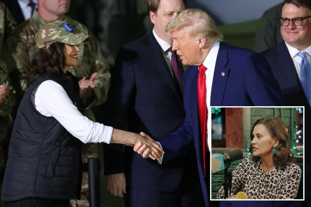Michigan Governor Gretchen Whitmer acknowledges Trump's role in completing a project that Biden was unable to finalize.