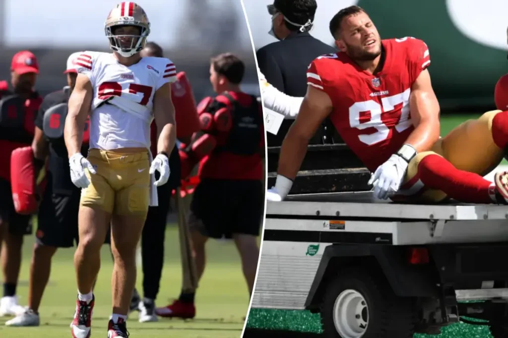 Nick Bosa's condition is week-to-week due to tendinitis in his knee that had ACL surgery.
