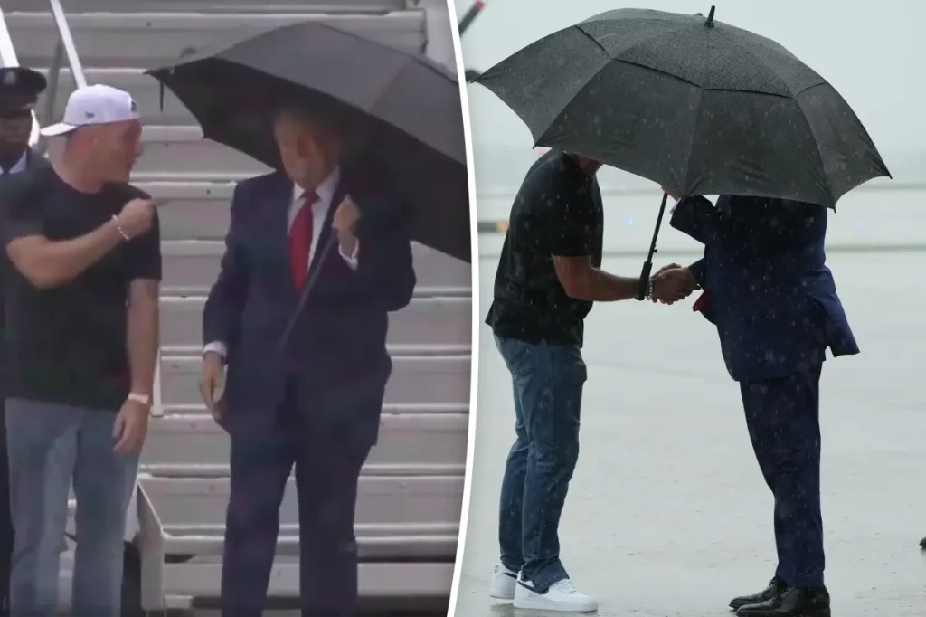 Pat McAfee welcomes President Trump before the Patriot Games on ESPN