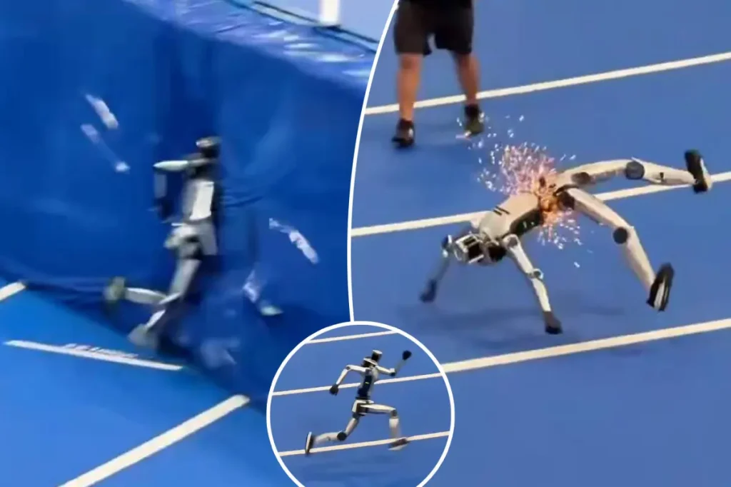 Robot collides with wall while getting ready for World Humanoid Games