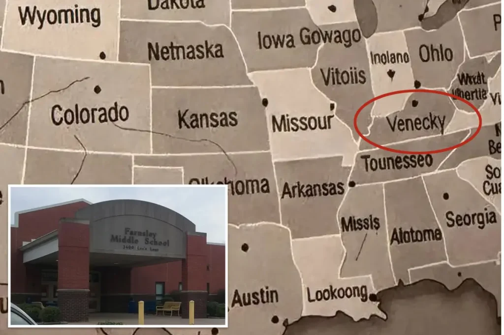Students receive poorly made AI content with misspelled state names and incorrect periodic table, upsetting parents