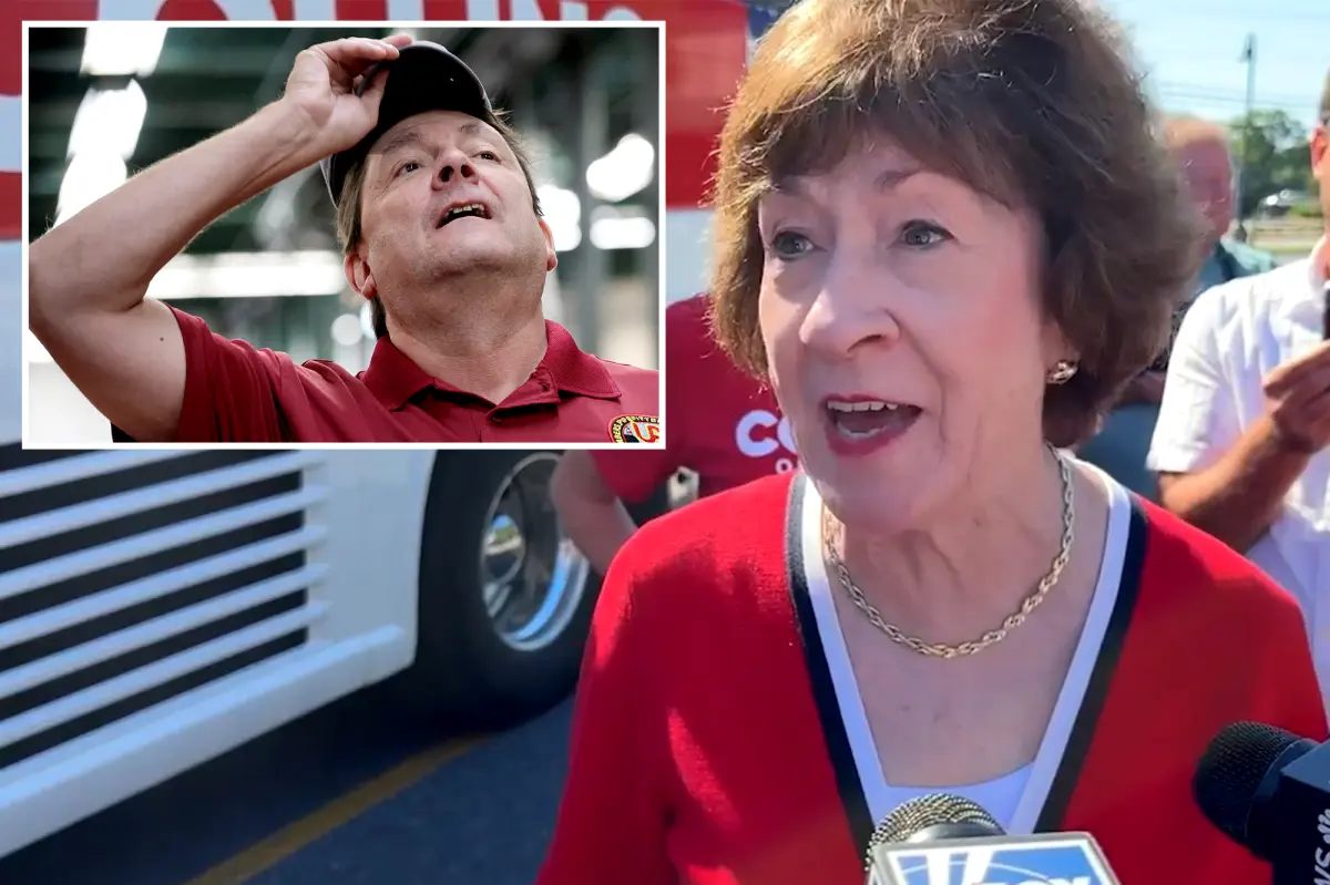 Susan Collins gives a harsh reminder of her Maine Democratic opponent facing assault allegations.