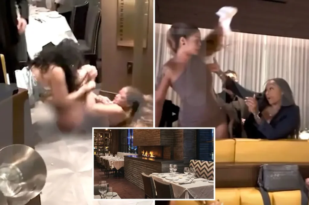 What triggered the chaotic steakhouse fight in Beverly Hills