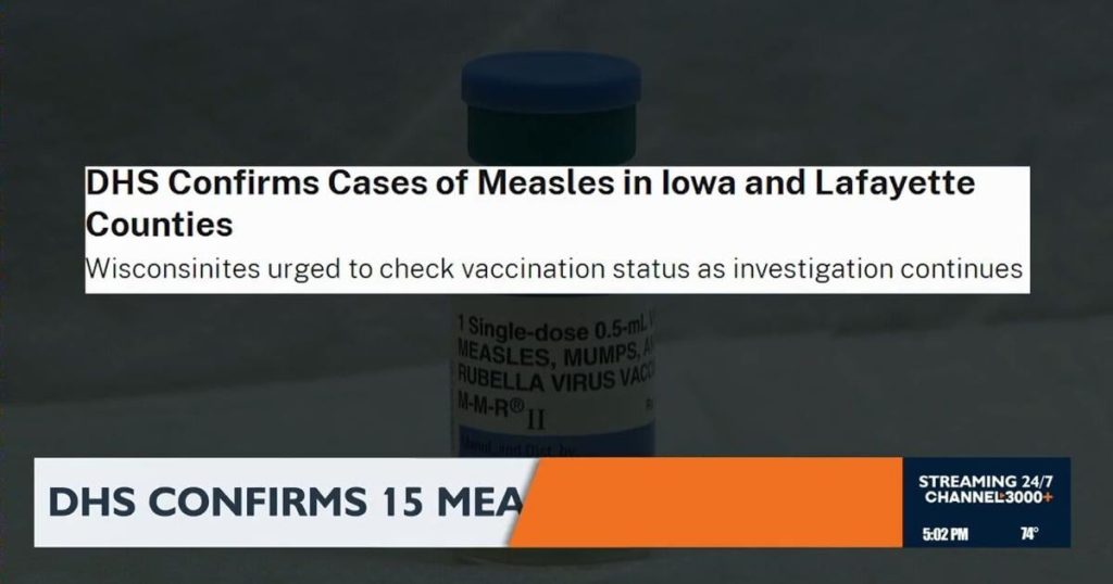 Wisconsin DHS verifies 13 additional measles cases in Iowa and Lafayette counties.