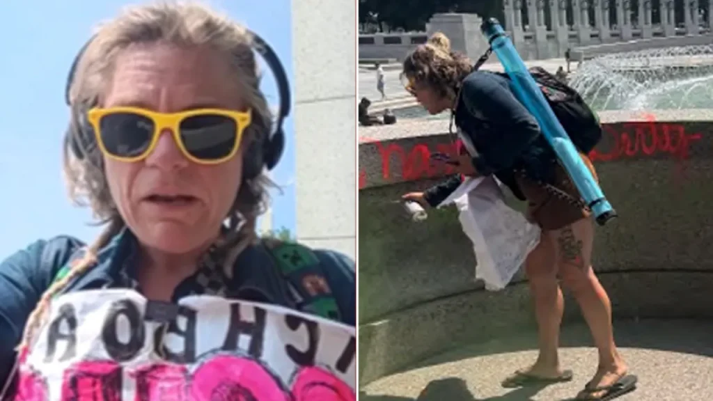Woman faces serious charges for vandalizing the World War II Memorial in DC