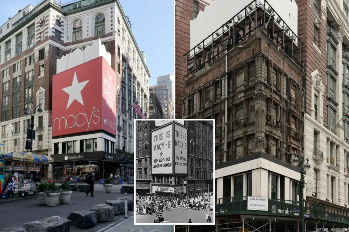 A competitor of Macy's could secure desirable advertising space at the corner of the NYC flagship, leading to a possible legal dispute.