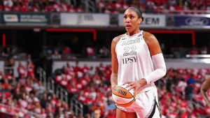 A'ja Wilson of the Aces receives a penalty for engaging with a Fever supporter, who was found to have violated no regulations.
