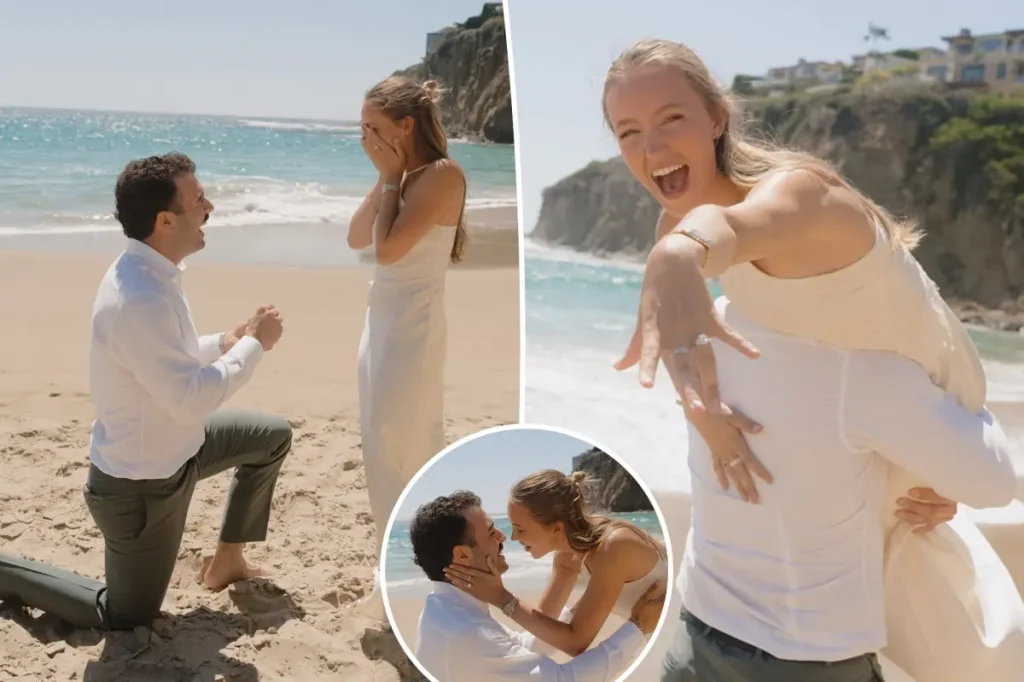 Austin Wells of the Yankees proposes to his girlfriend in a beautiful beach setting