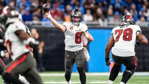 Baker Mayfield exits game in Tampa Bay due to severe pain from thumb injury on throwing hand