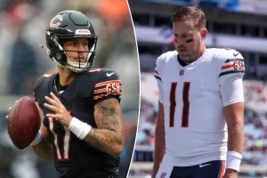 Bears' Tyson Bagent undergoing concussion evaluation after Caleb Williams injury