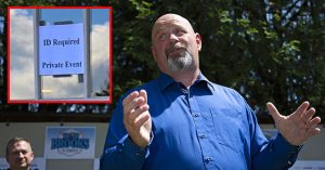 Bob Brooks is against voter ID but requires identification to join his campaign event.
