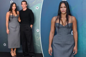 Cassie Ventura makes a return on the 'MobLand' red carpet with her husband after leaving the US.