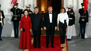Chants for a free Hong Kong interrupt the state dinner for Trump and Xi at the White House