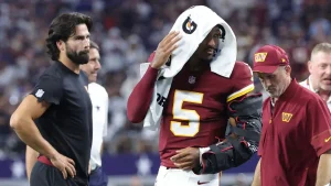 Commanders must make an important choice about Jayden Daniels' elbow as doctors examine MRI findings