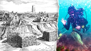 Divers capture images of Shipden, an ancient village that has been submerged underwater for many years.