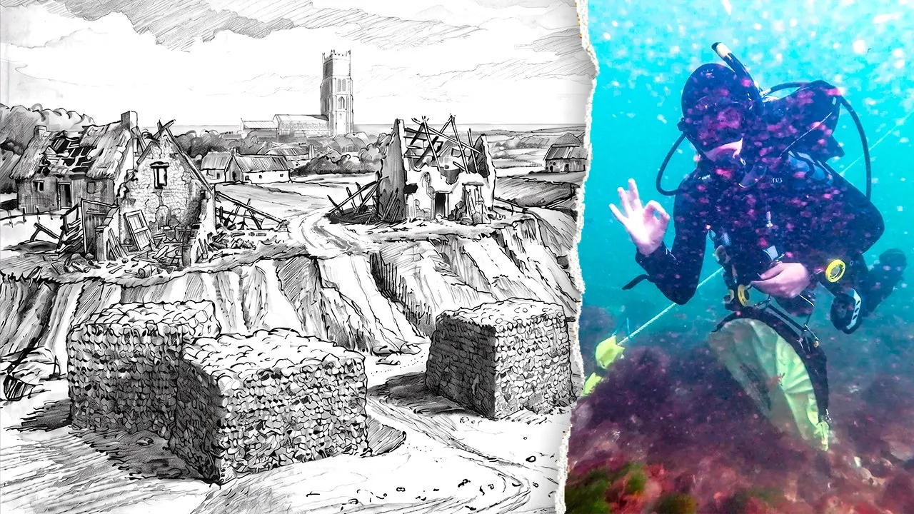 Divers capture images of Shipden, an ancient village that has been submerged underwater for many years.